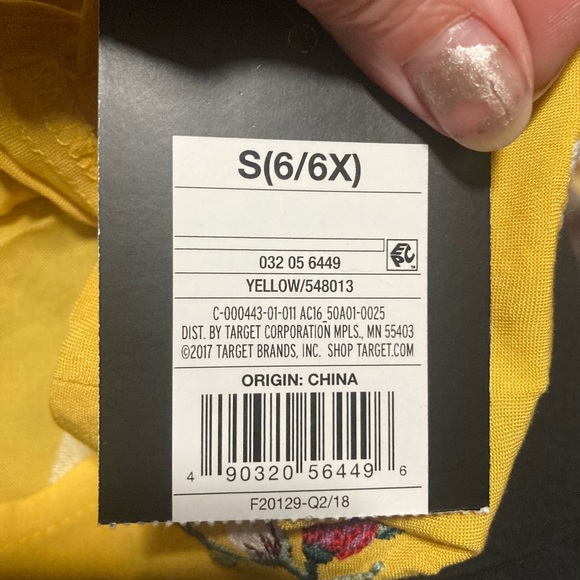 Embroidered Short Sleeve By art class Yellow S - Picture 7 of 7